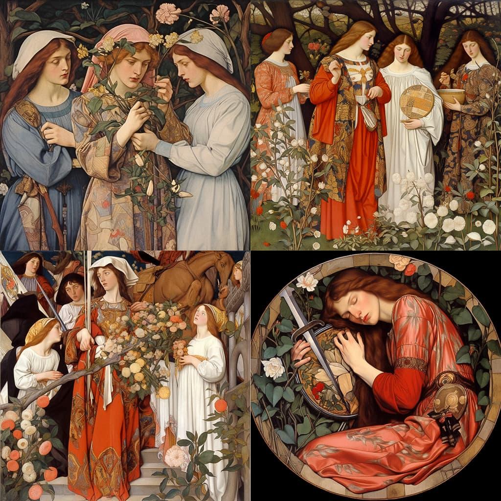 John Roddam Spencer Stanhope style, Midjourney Niji 5, render 1 of 4