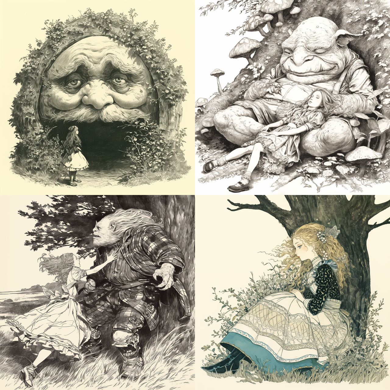 John Tenniel style, Midjourney Niji 6, render 1 of 4
