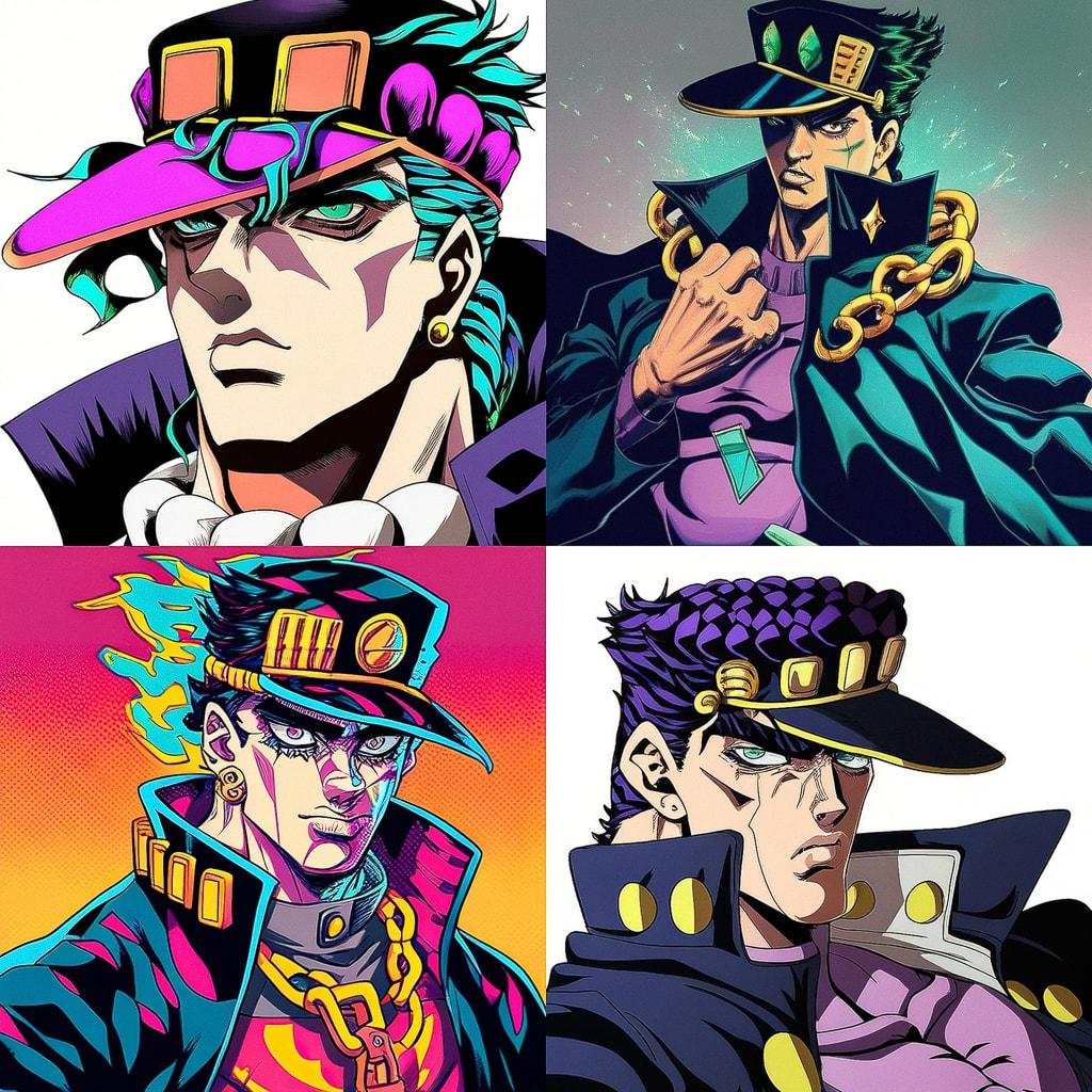 JoJos Bizarre Adventure style, Midjourney Niji 4, render 1 of 4