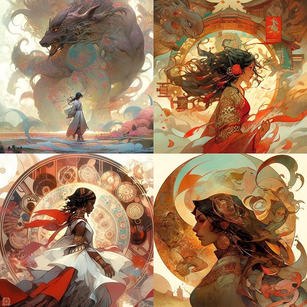Jon Foster style, Midjourney Niji 5, render 1 of 4