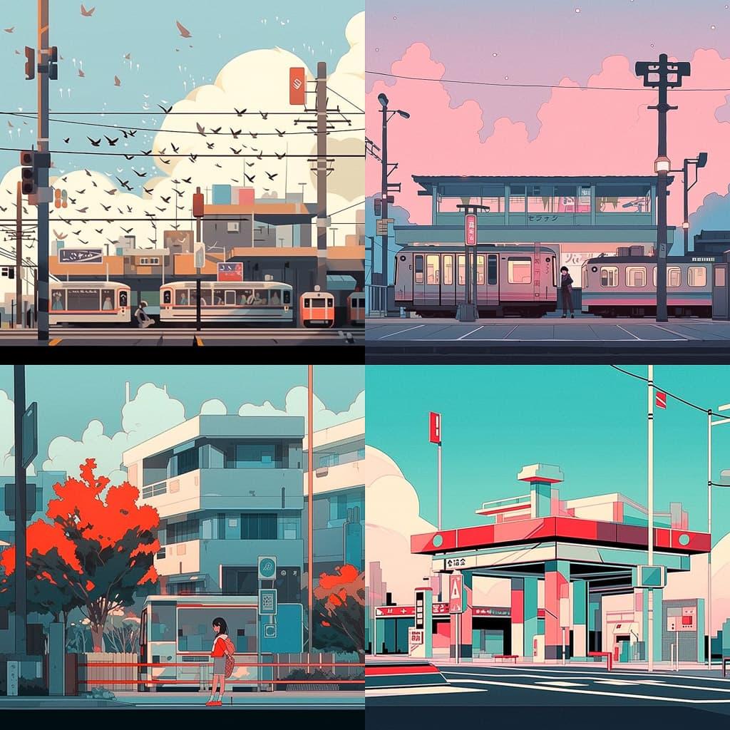 Jon McNaught style, Midjourney Niji 5, render 1 of 4