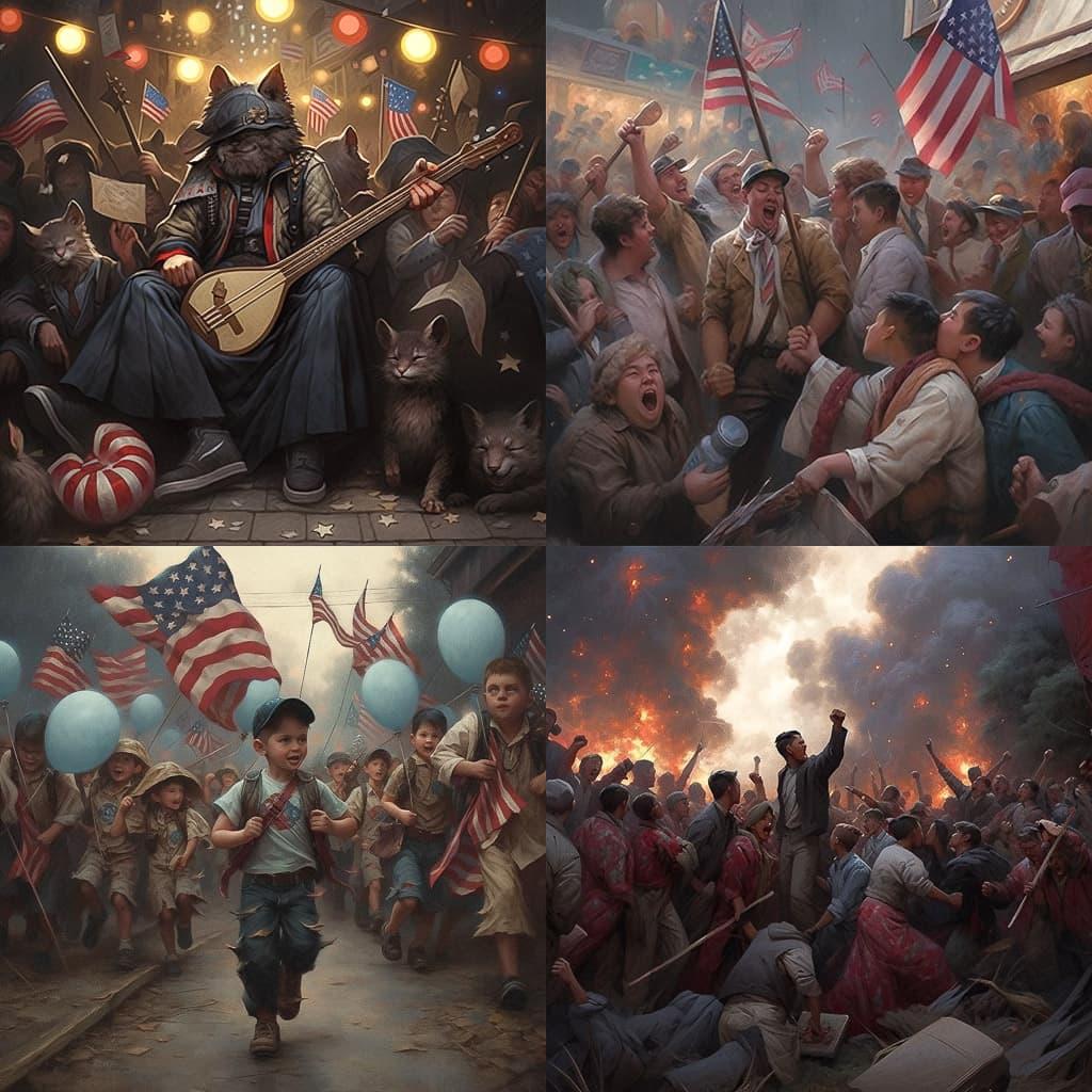 Jon McNaughton style, Midjourney Niji 5, render 1 of 4