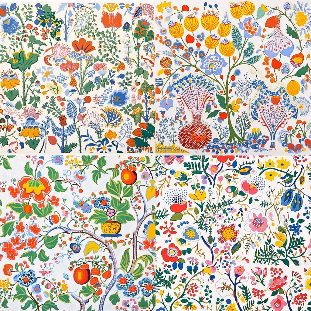 Josef Frank style, Midjourney Niji 5, render 1 of 4