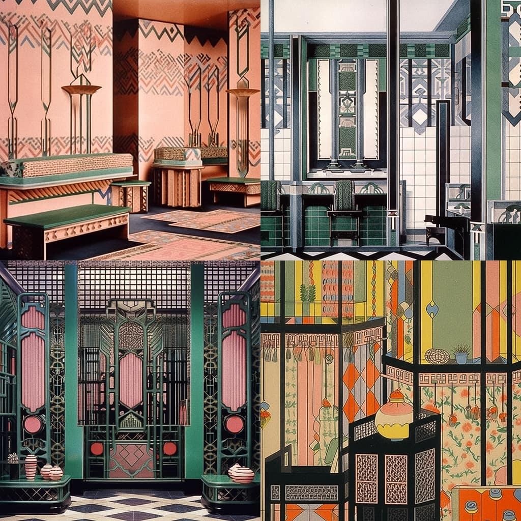 Josef Hoffmann style, Midjourney Niji 5, render 1 of 4