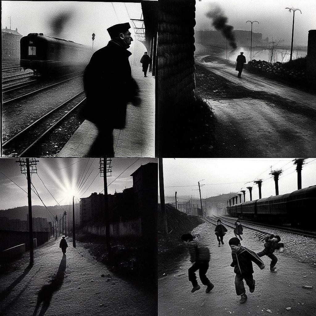 Josef Koudelka style, Midjourney Niji 4, render 1 of 4