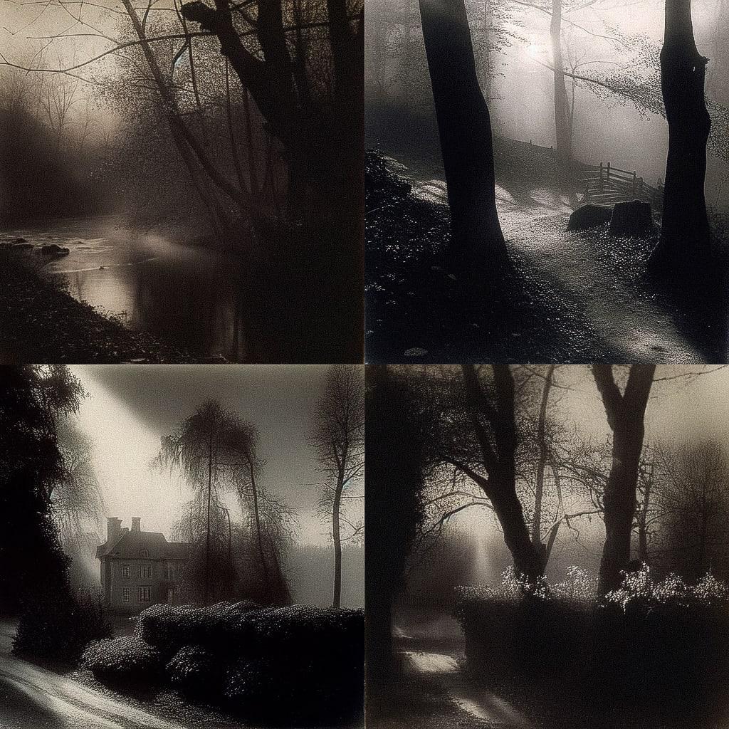 Josef Sudek style, Midjourney Niji 4, render 1 of 4