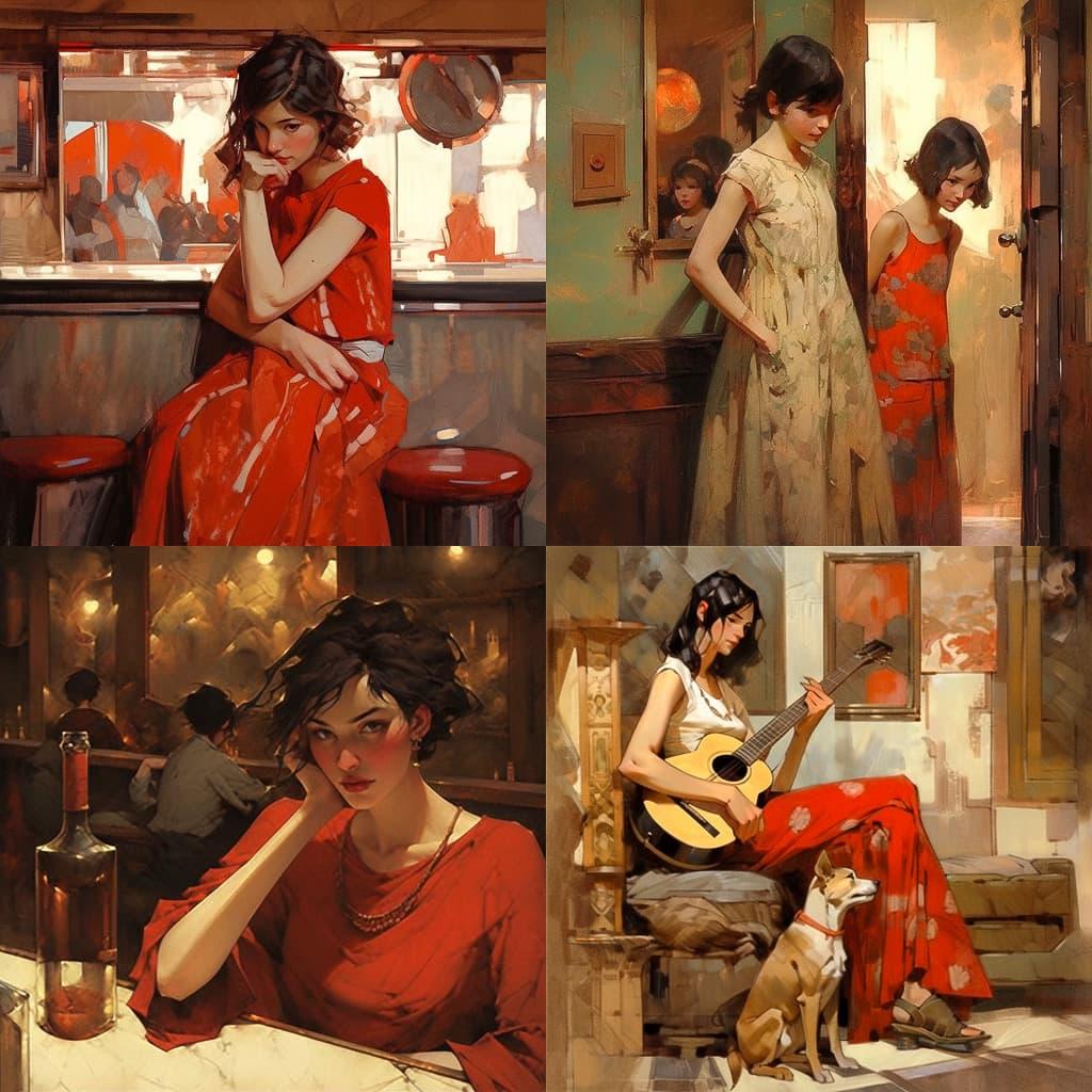 Joseph Lorusso style, Midjourney Niji 5, render 1 of 4