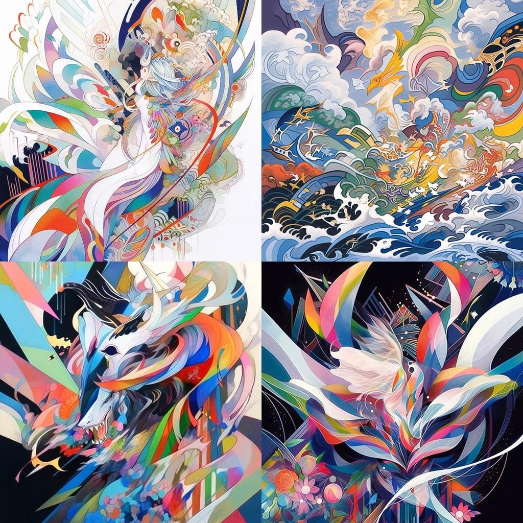 Joseph Stella style, Midjourney Niji 5, render 1 of 4