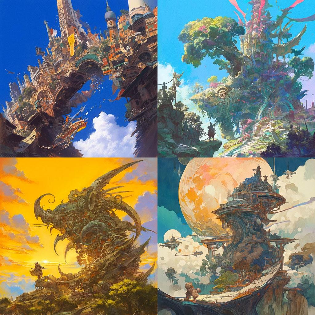 Josh Kirby style, Midjourney Niji 6, render 1 of 4