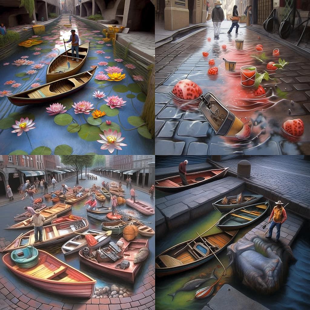 Julian Beever style, Midjourney Niji 5, render 1 of 4