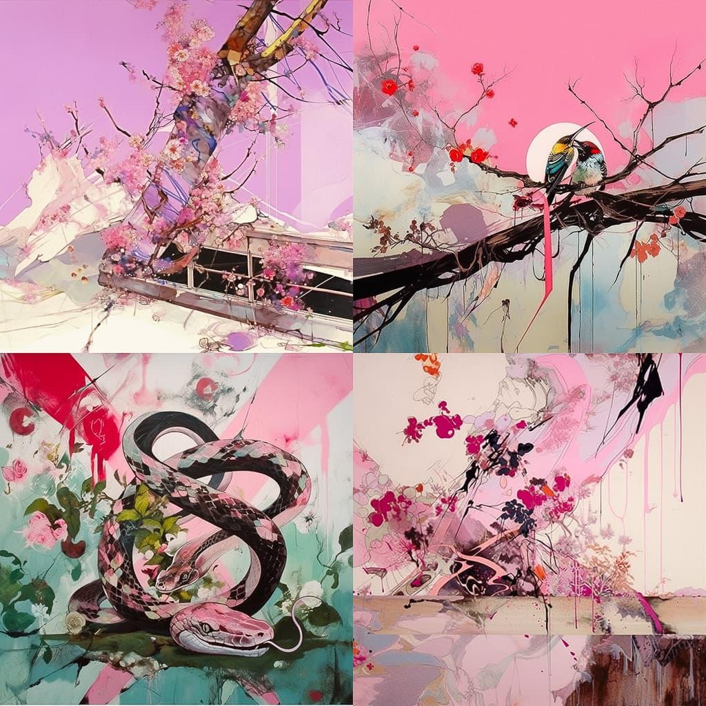 Julian Schnabel style, Midjourney Niji 5, render 1 of 4