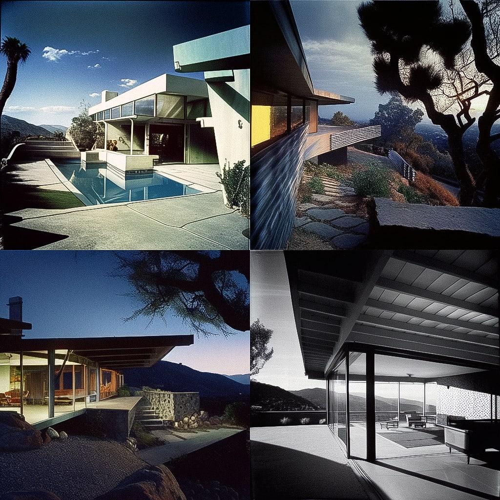 Julius Shulman style, Midjourney Niji 4, render 1 of 4
