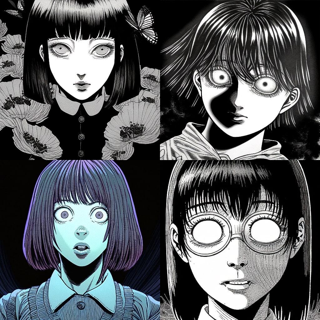 Junji Ito style, Midjourney Niji 4, render 1 of 4