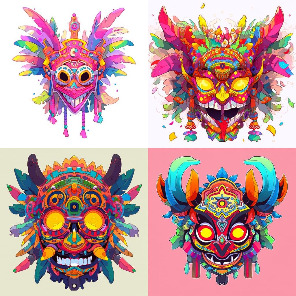 Junkanoo mask style, Midjourney Niji 5, render 1 of 4
