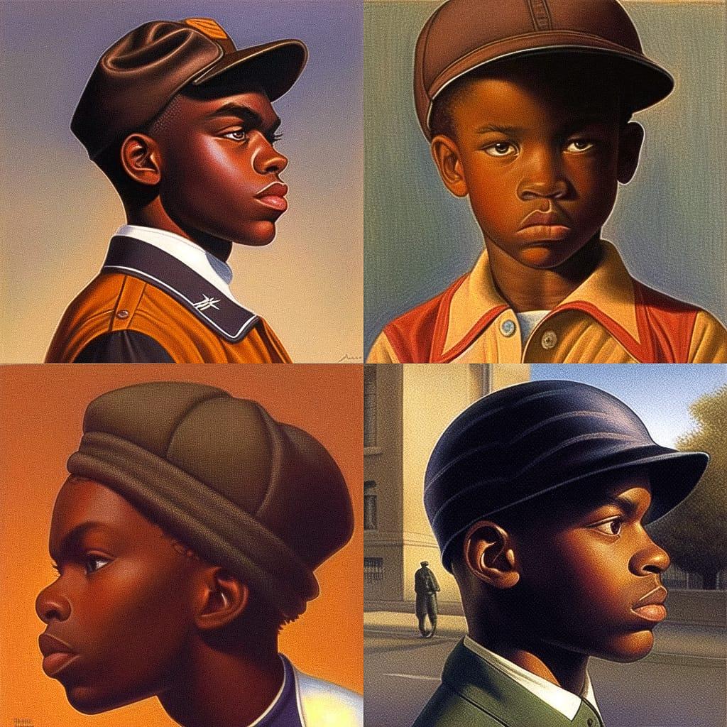 Kadir Nelson style, Midjourney Niji 4, render 1 of 4