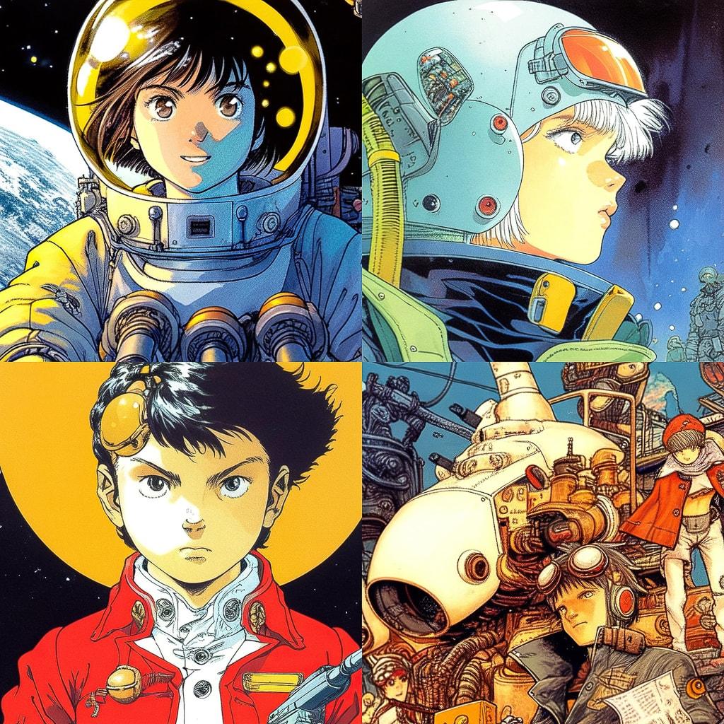 Katsuhiro Otomo style, Midjourney Niji 4, render 1 of 4