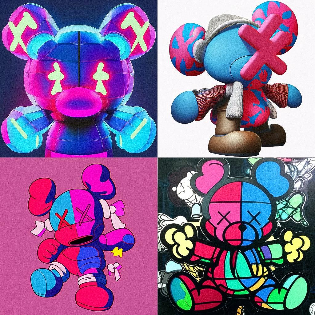 KAWS style, Midjourney Niji 4, render 1 of 4