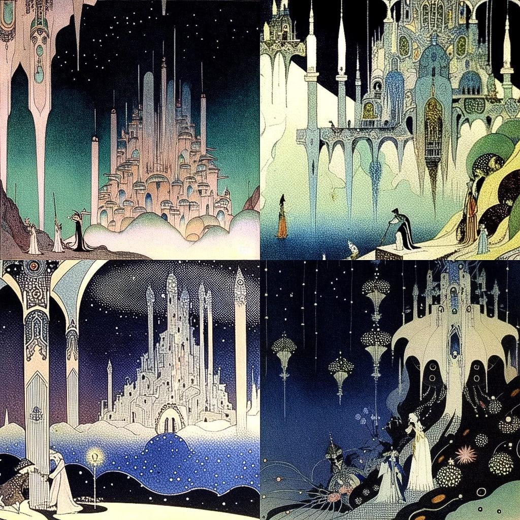 Kay Nielsen style, Midjourney Niji 4, render 1 of 4