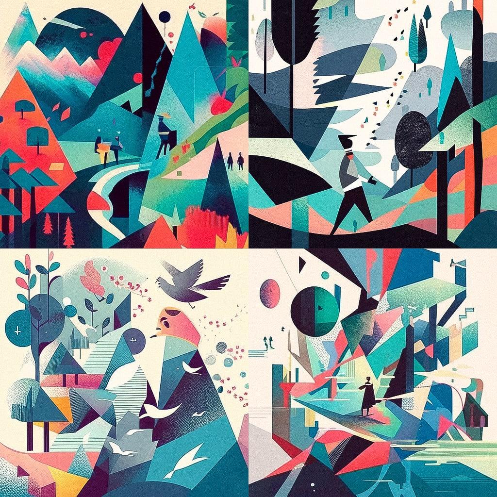 Keith Negley style, Midjourney Niji 4, render 1 of 4