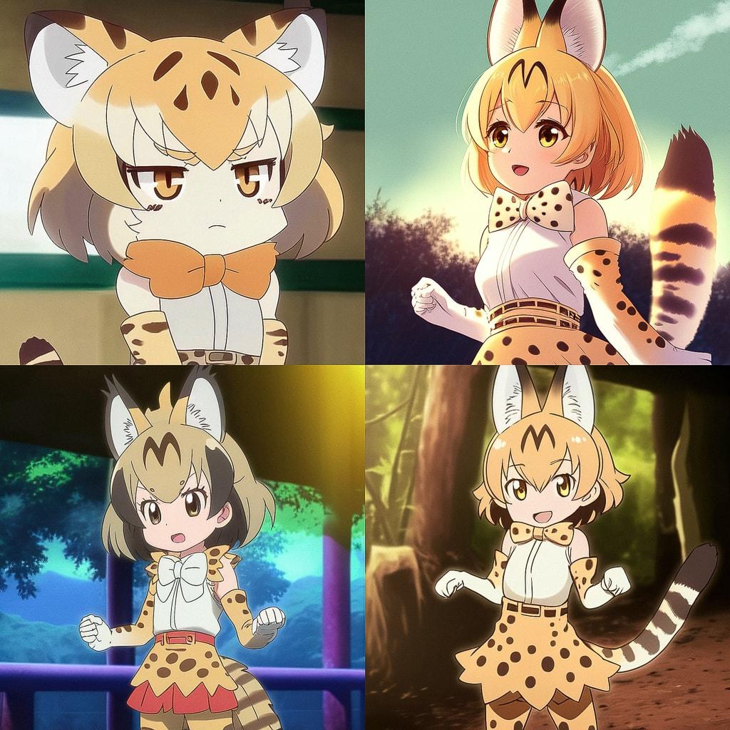 Kemono Friends style, Midjourney Niji 4, render 1 of 4