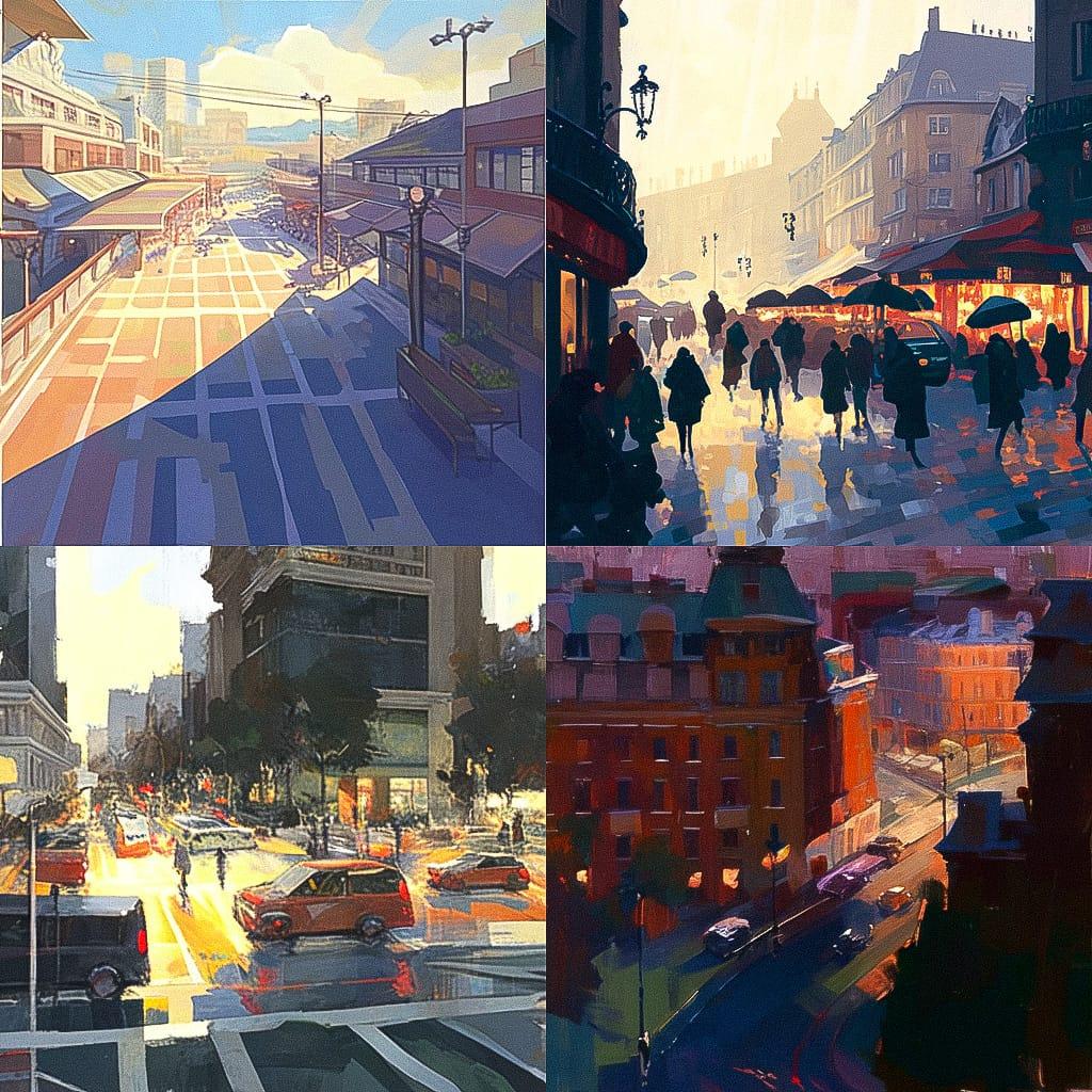 Ken Howard style, Midjourney Niji 4, render 1 of 4