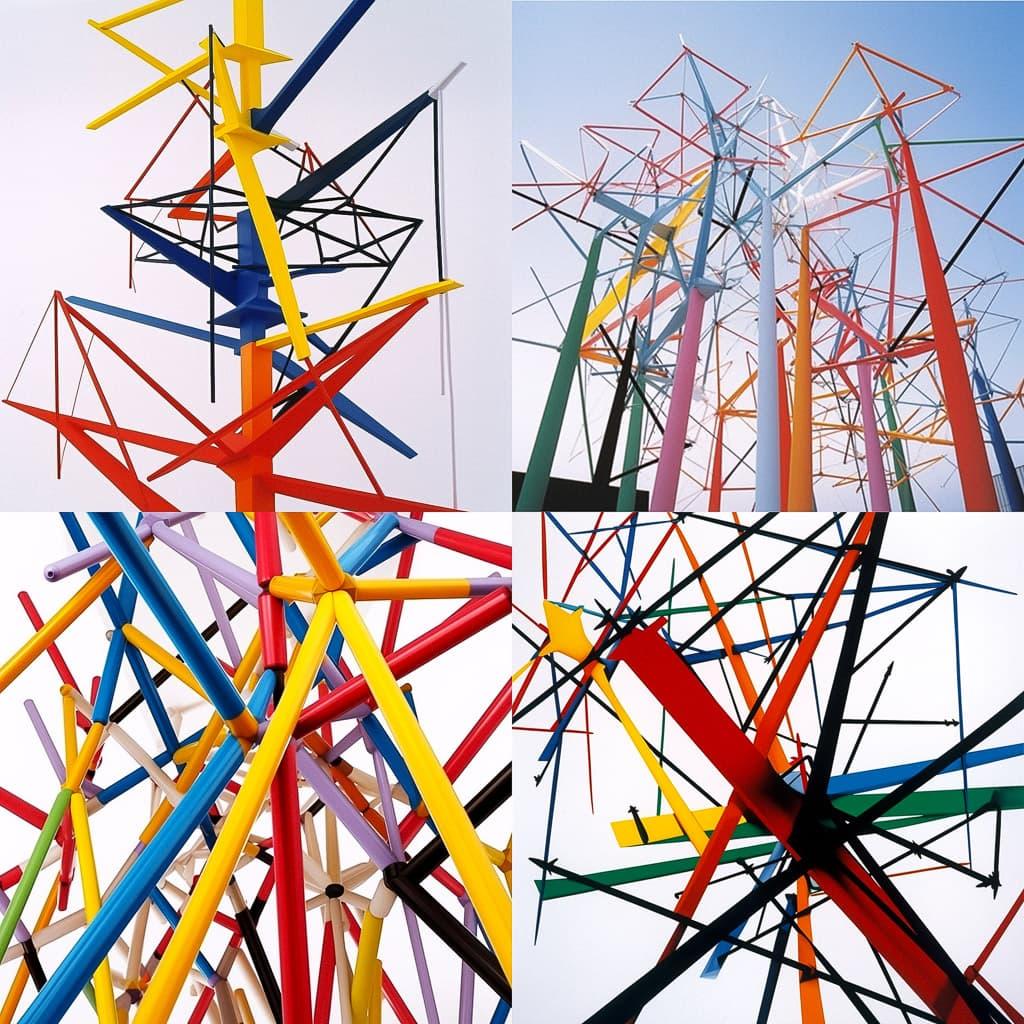 Kenneth Snelson style, Midjourney Niji 5, render 1 of 4