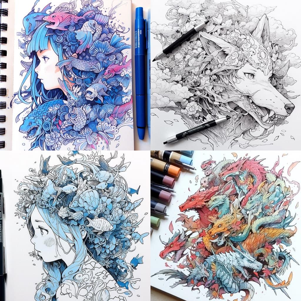 Kerby Rosanes style, Midjourney Niji 5, render 1 of 4