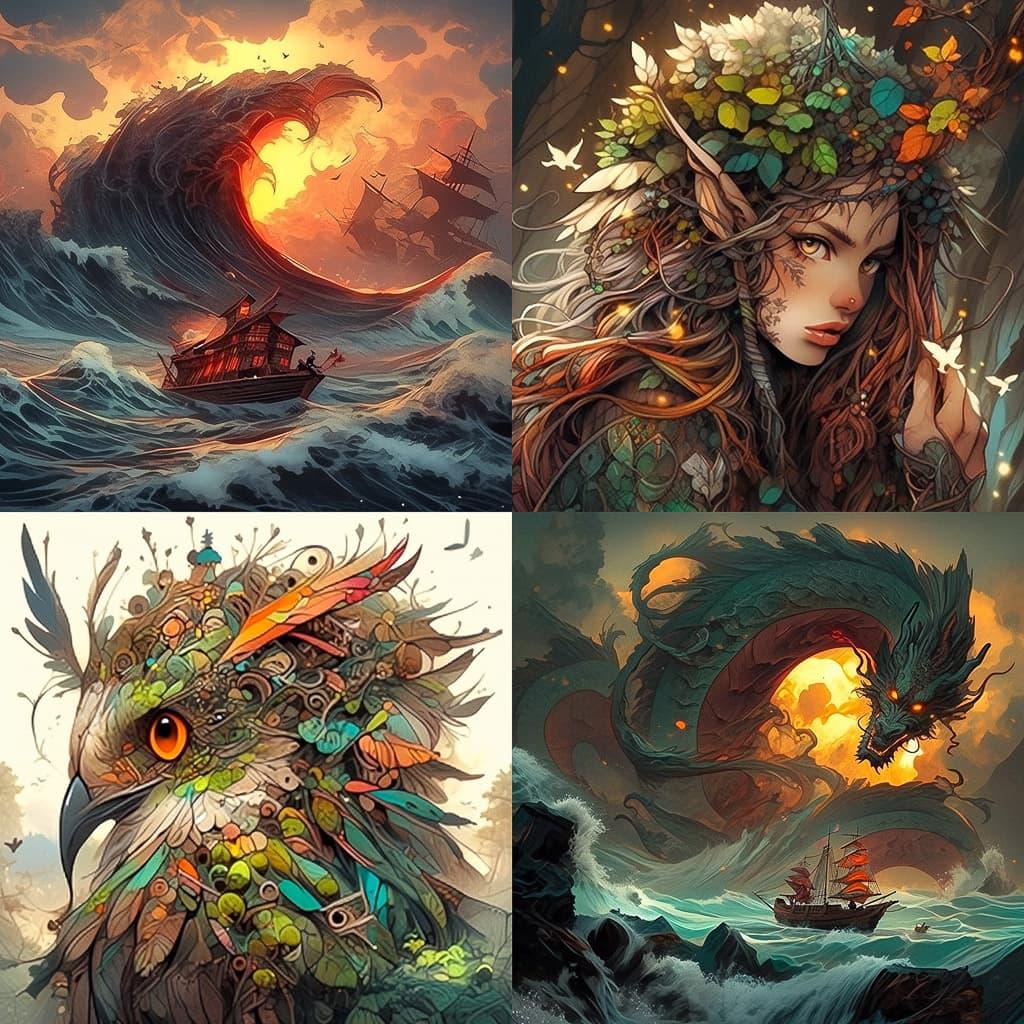 Kerem Beyit style, Midjourney Niji 5, render 1 of 4