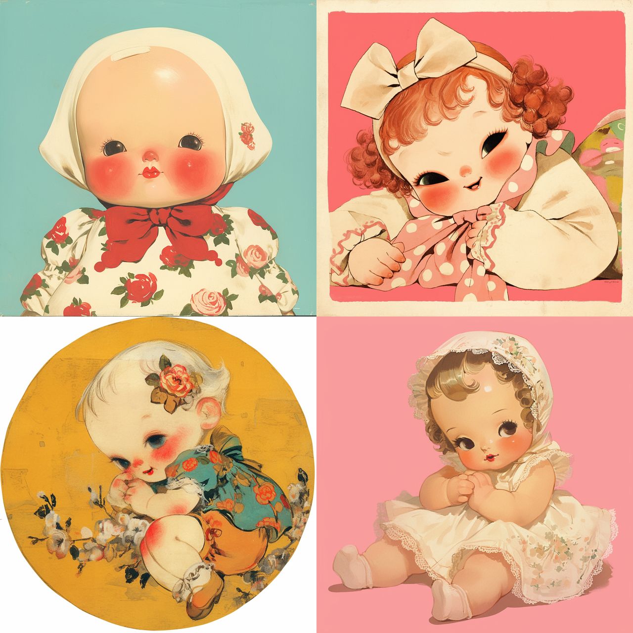 Kewpie doll style, Midjourney Niji 6, render 1 of 4