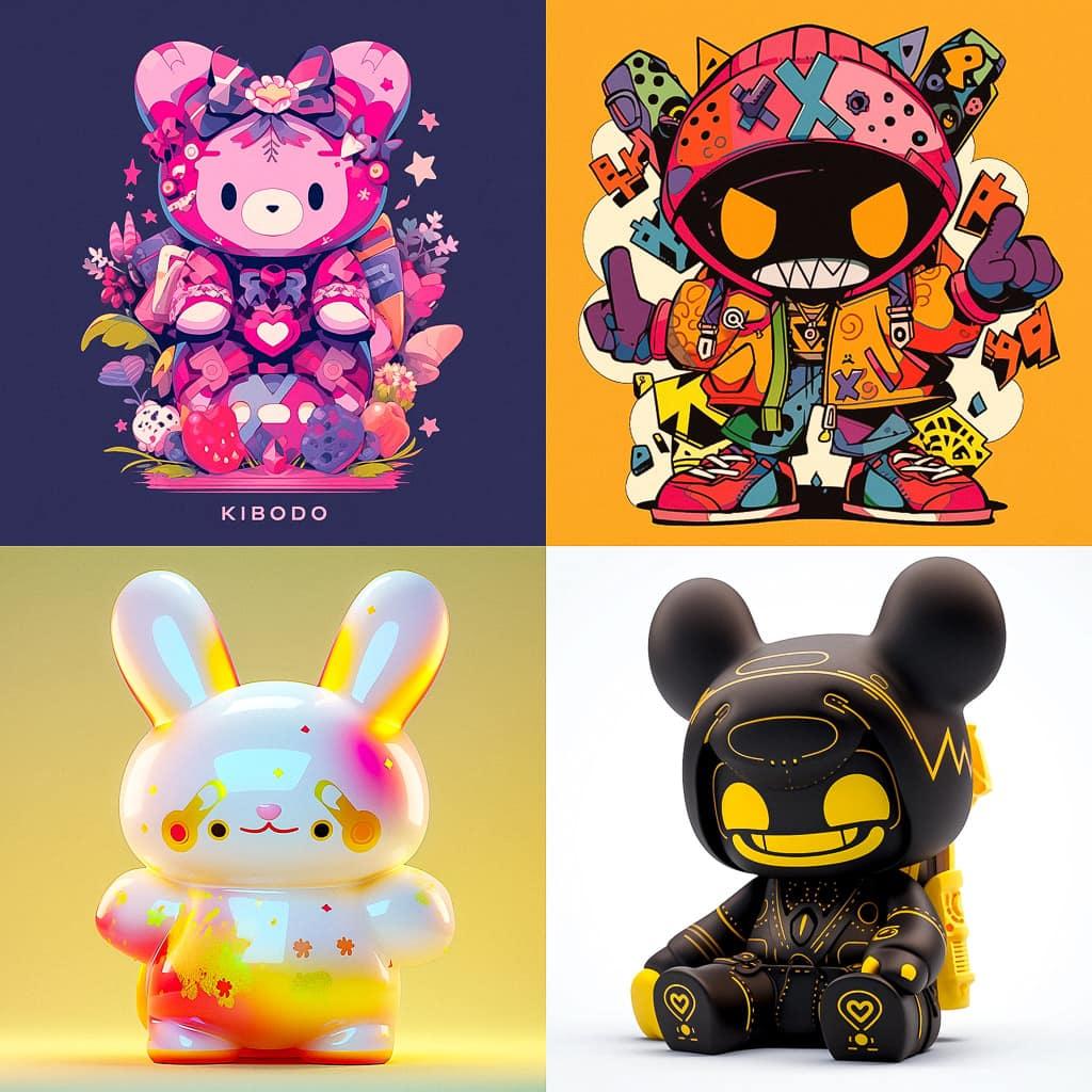 Kidrobot style, Midjourney Niji 5, render 1 of 4