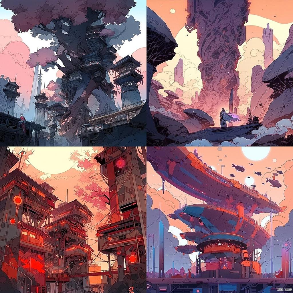 Kilian Eng style, Midjourney Niji 5, render 1 of 4