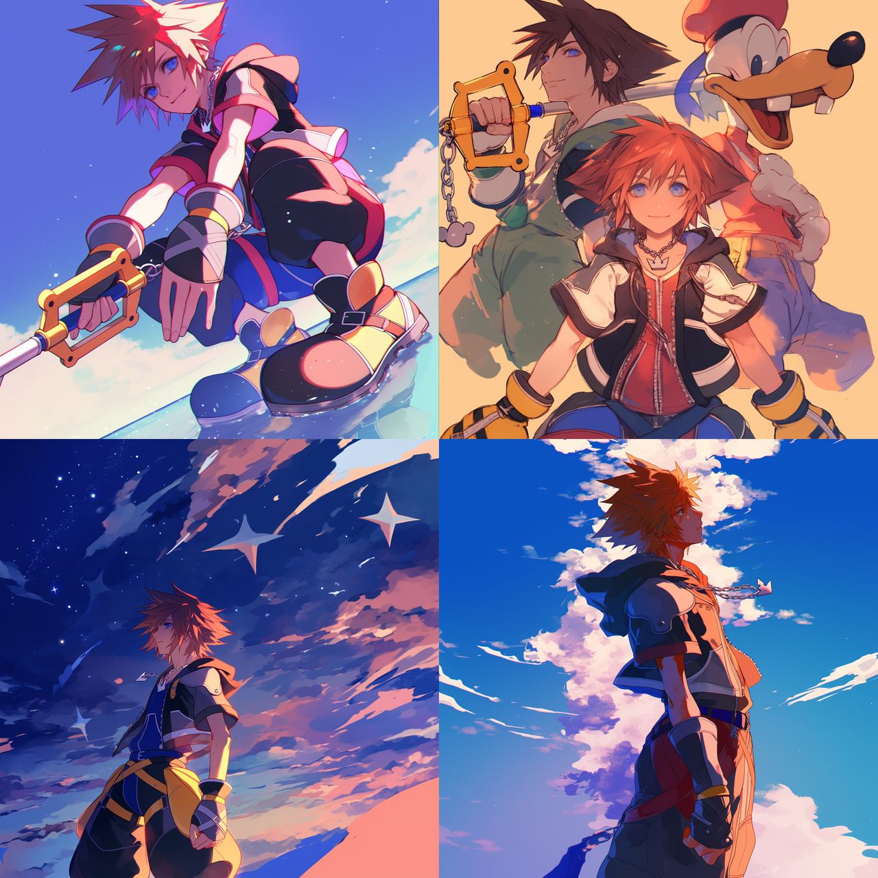 Kingdom Hearts style, Midjourney Niji 6, render 1 of 4