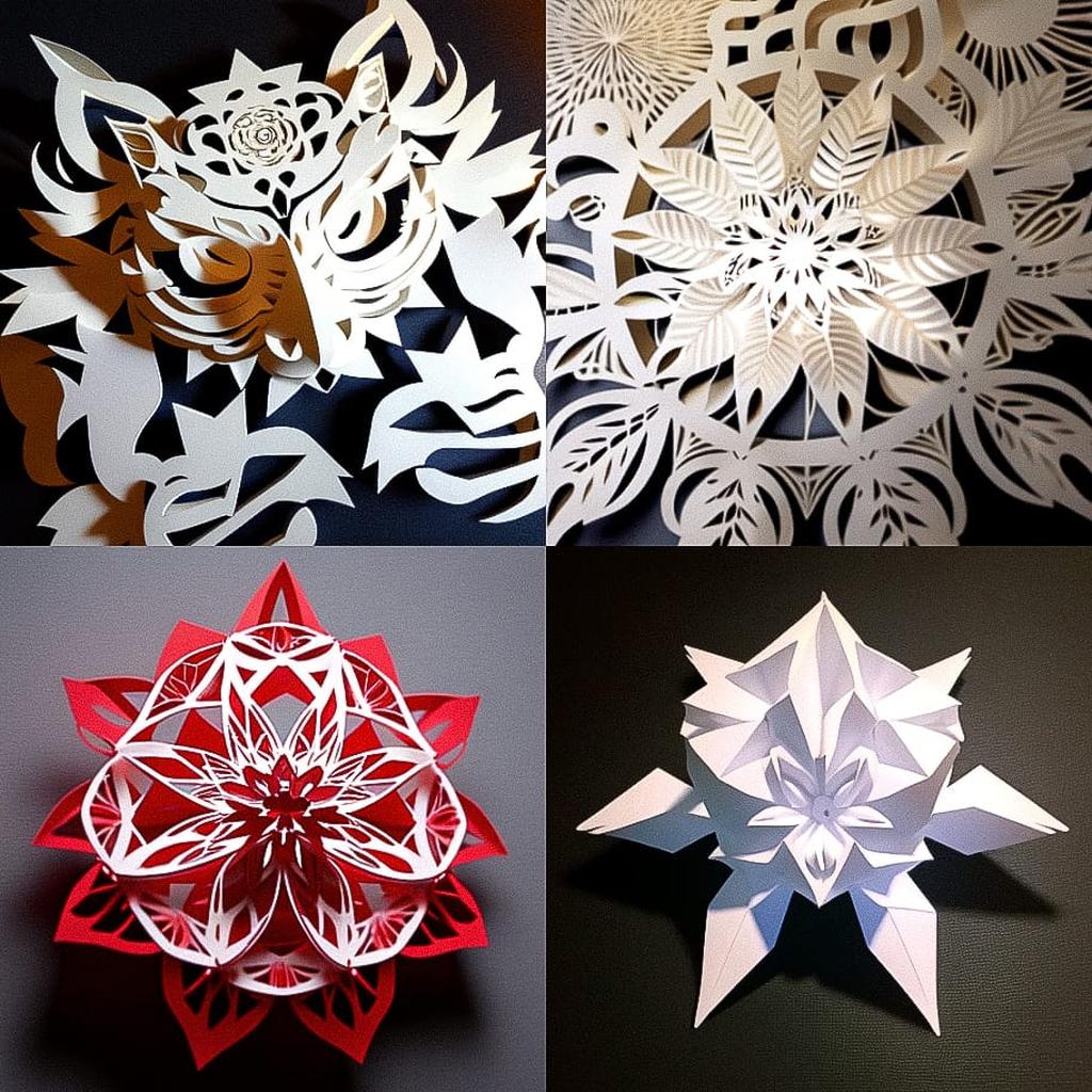 Kirigami style, Midjourney Niji 4, render 1 of 4