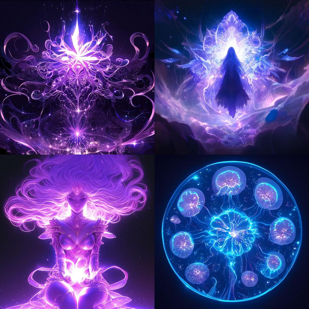 Kirlian photography style, Midjourney Niji 6, render 1 of 4