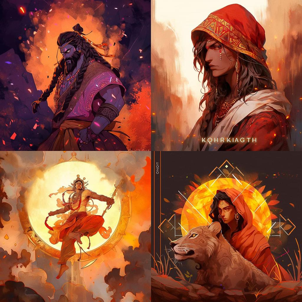 Kishangarh painting style, Midjourney Niji 5, render 1 of 4