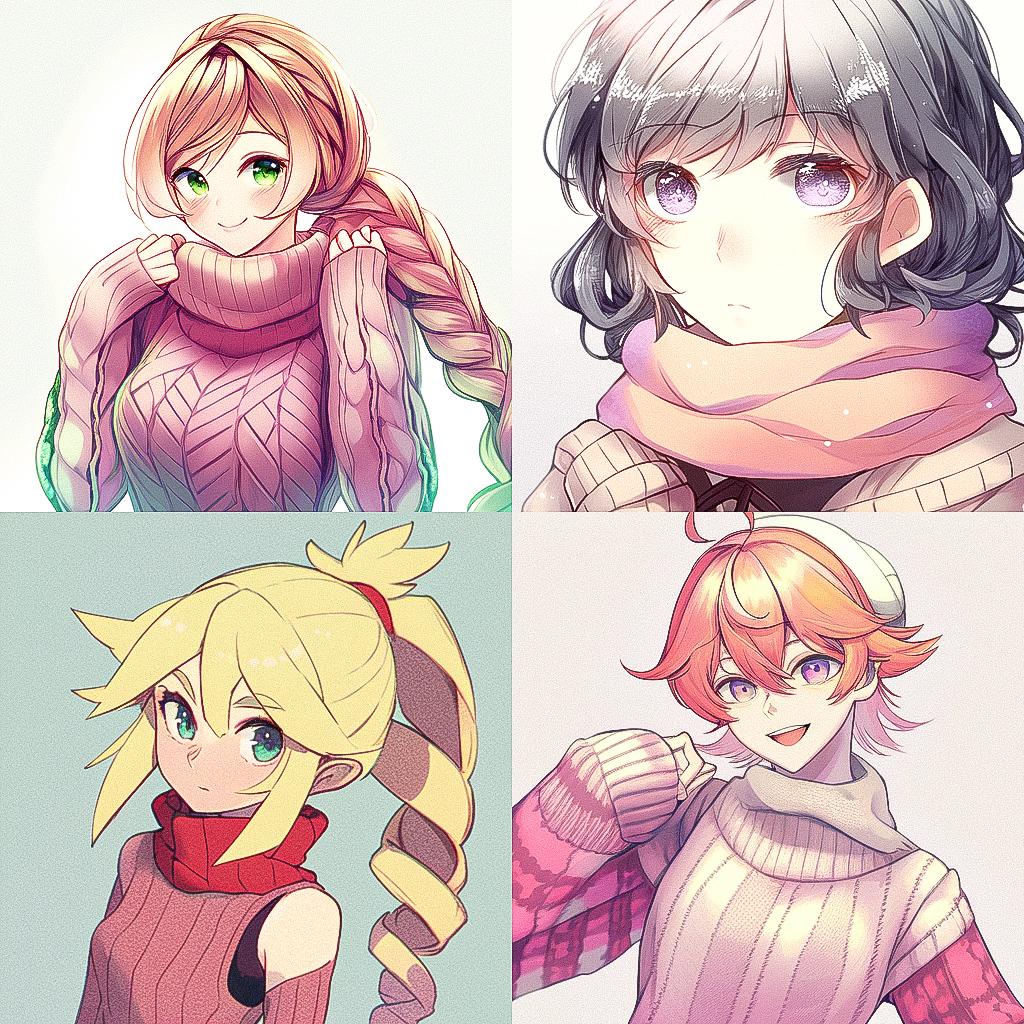 Knitted style, Midjourney Niji 4, render 1 of 4