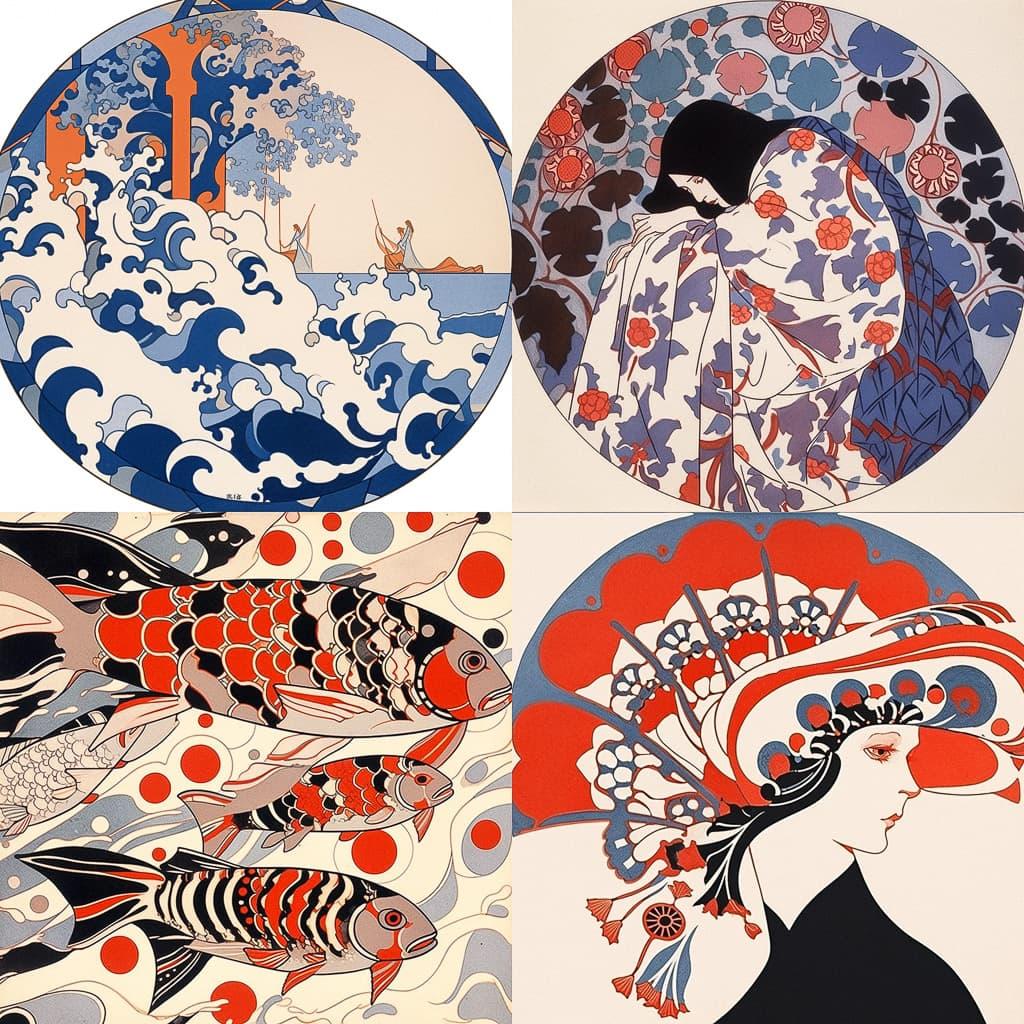 Koloman Moser style, Midjourney Niji 5, render 1 of 4
