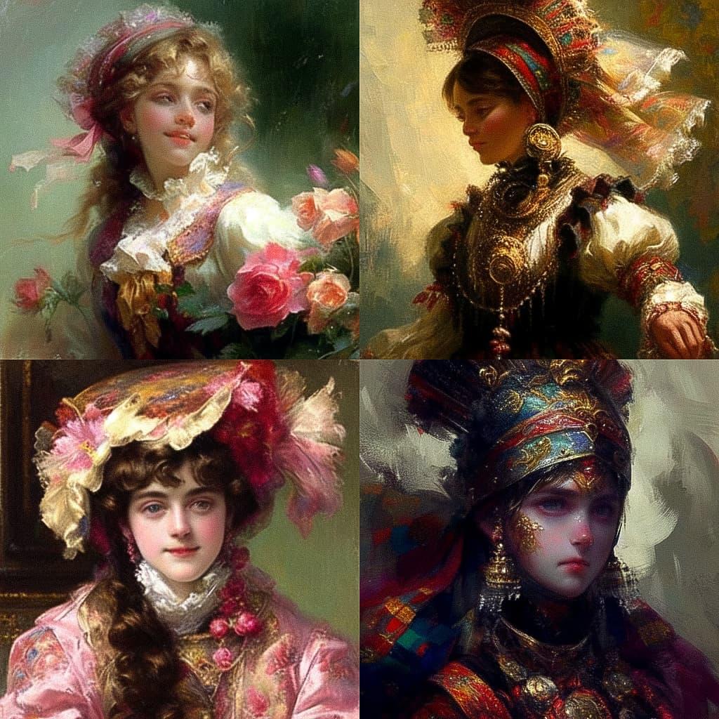 Konstantin Makovsky style, Midjourney Niji 5, render 1 of 4