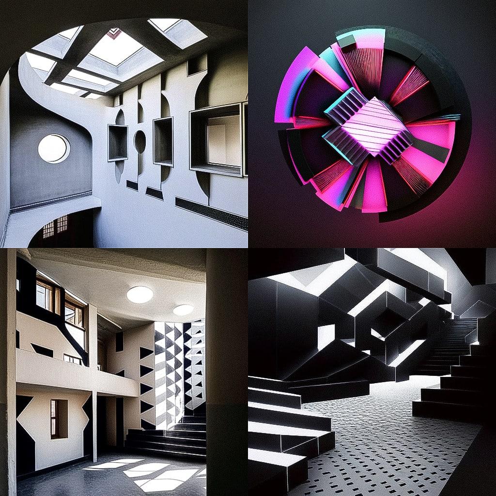 Konstantin Melnikov style, Midjourney Niji 4, render 1 of 4