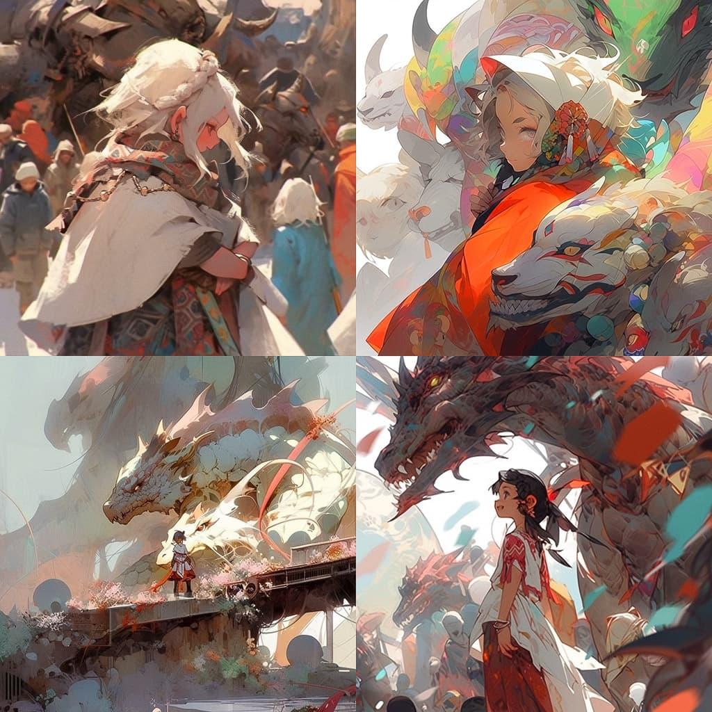 Krenz Cushart style, Midjourney Niji 5, render 1 of 4