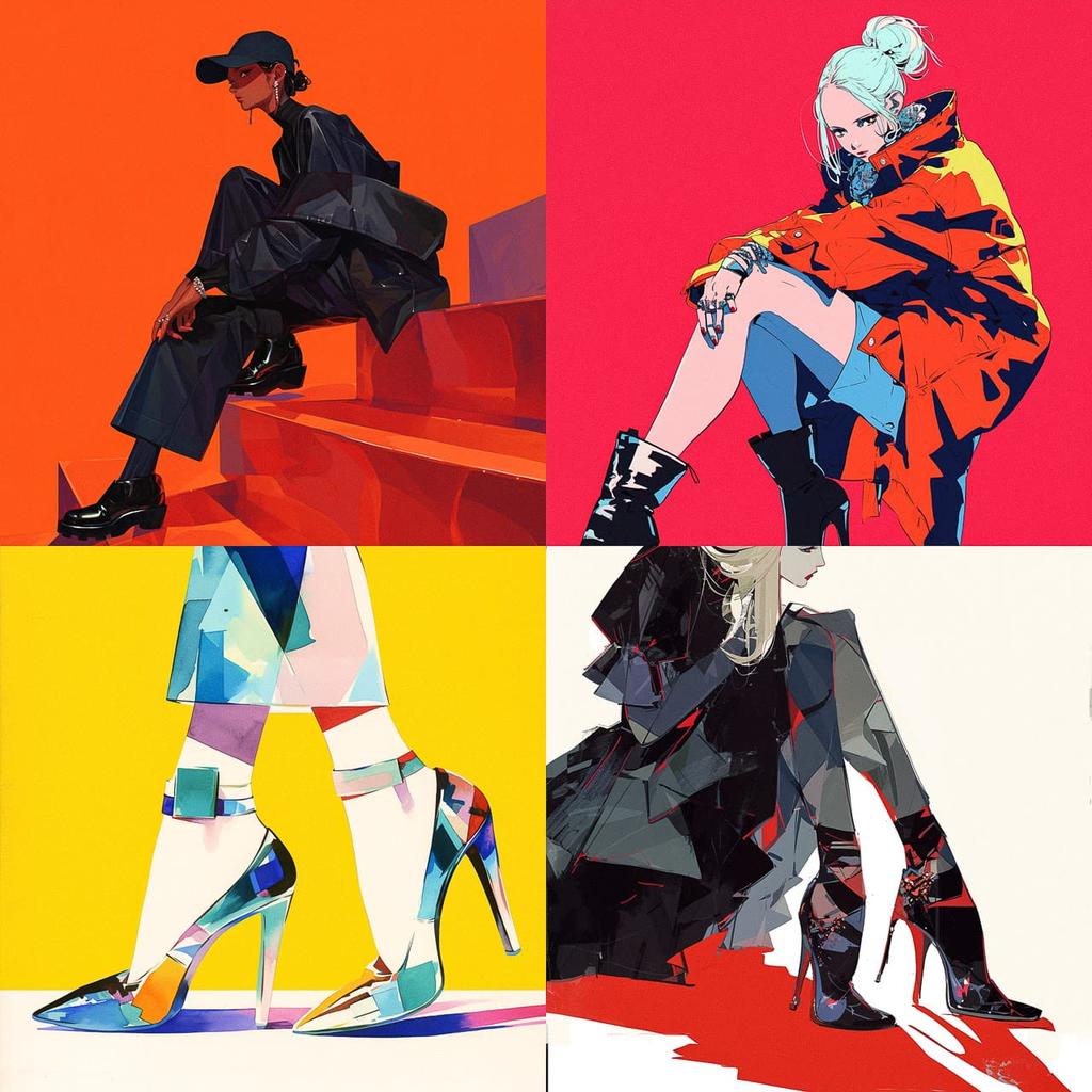 Kurt Geiger style, Midjourney Niji 6, render 1 of 4