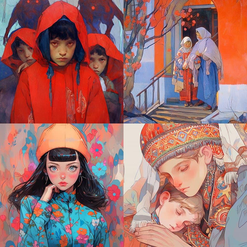 Kuzma Petrov-Vodkin style, Midjourney Niji 5, render 1 of 4