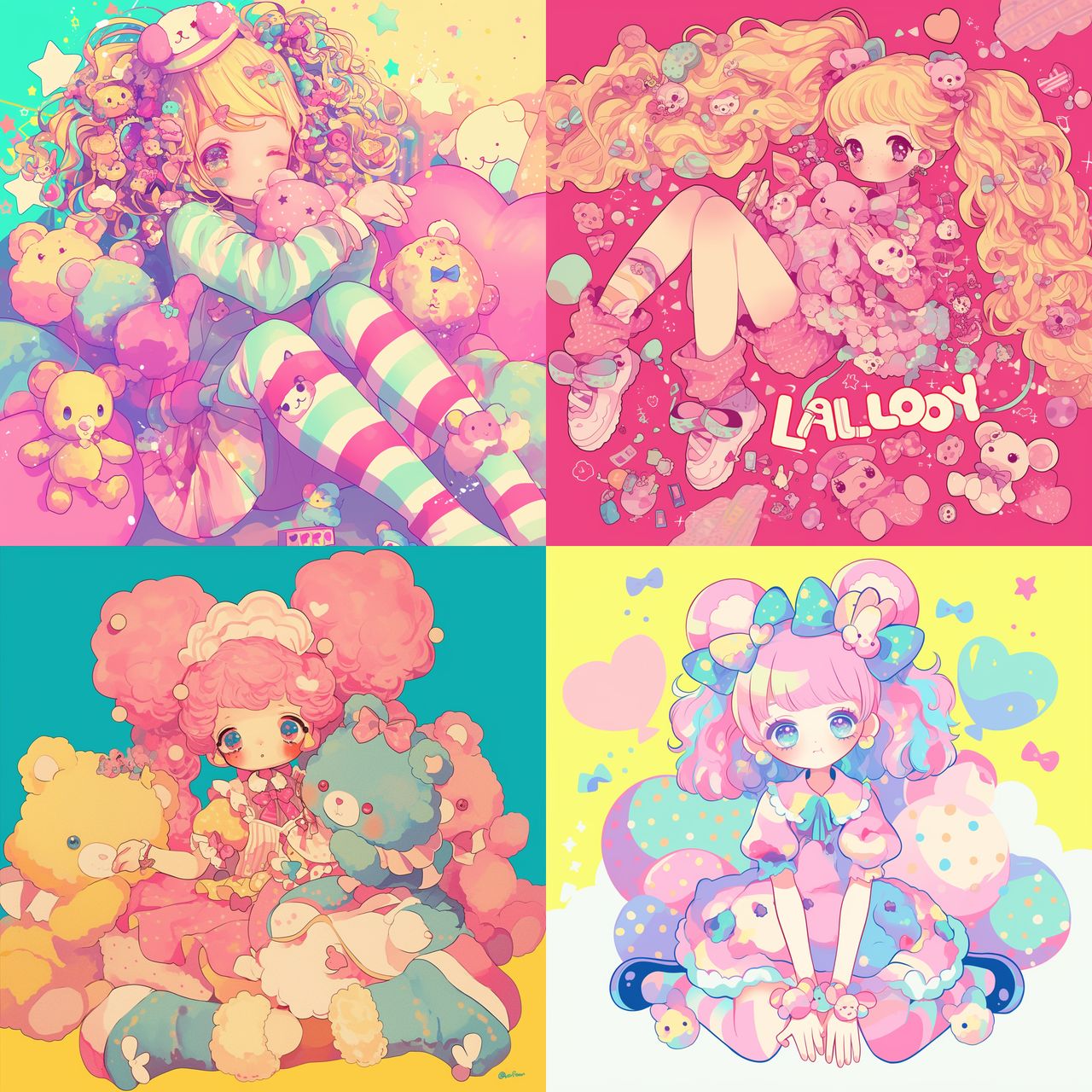 Lalaloopsy style, Midjourney Niji 6, render 1 of 4