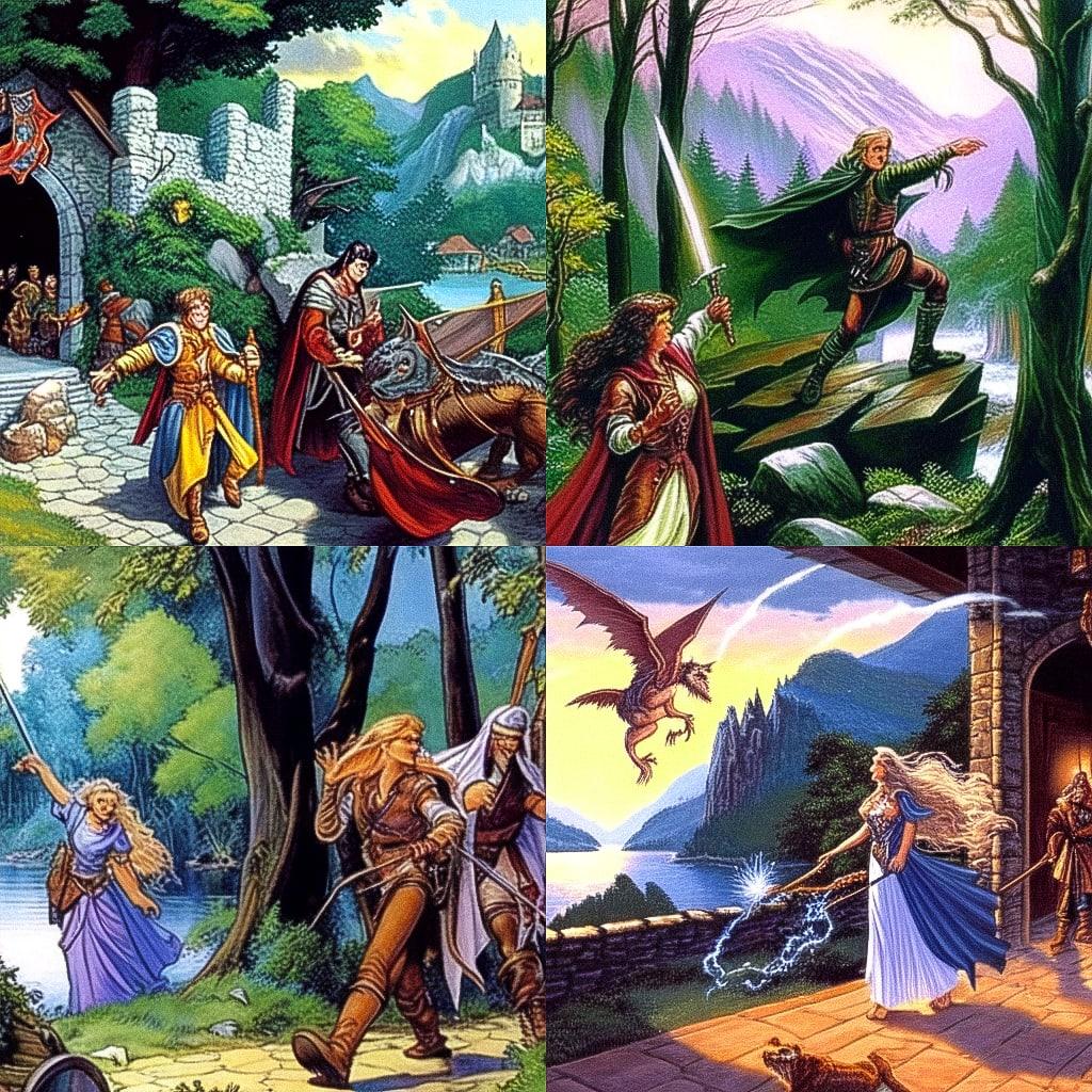 Larry Elmore style, Midjourney Niji 4, render 1 of 4