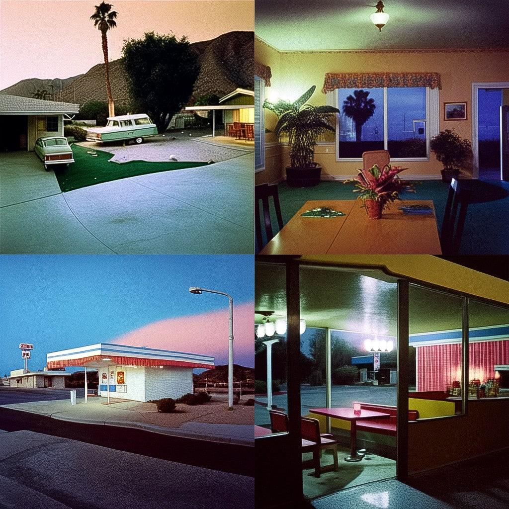 Larry Sultan style, Midjourney Niji 4, render 1 of 4