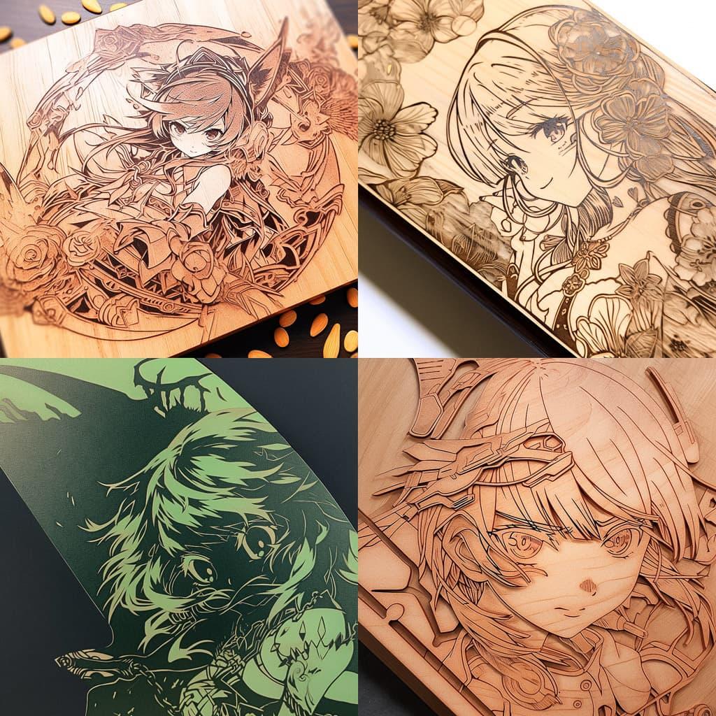Laser engraving style, Midjourney Niji 4, render 1 of 4