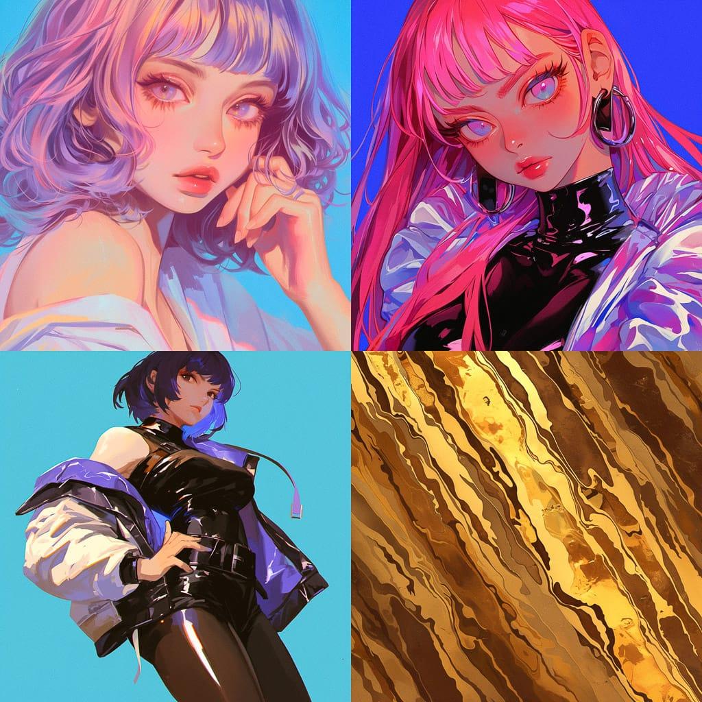 Latex texture style, Midjourney Niji 6, render 1 of 4