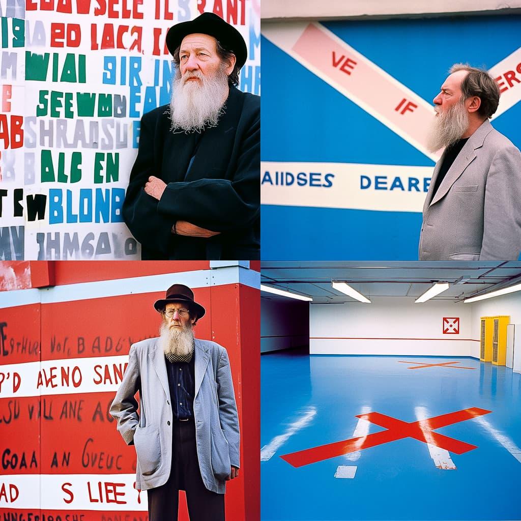 Lawrence Weiner style, Midjourney Niji 5, render 1 of 4