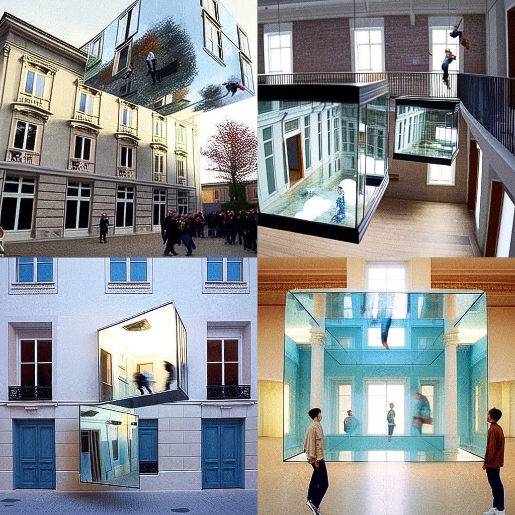 Leandro Erlich style, Midjourney Niji 4, render 1 of 4