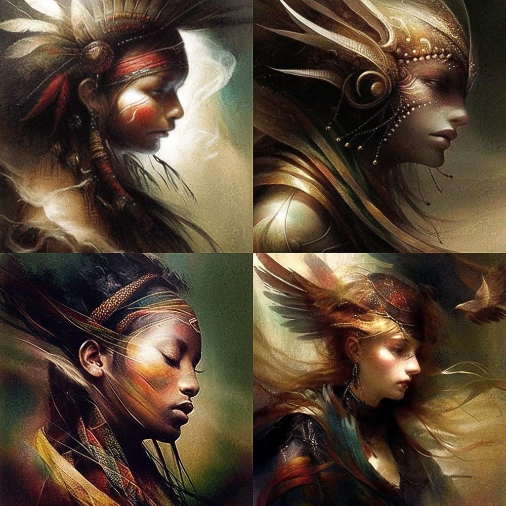 Lee Bogle style, Midjourney Niji 4, render 1 of 4